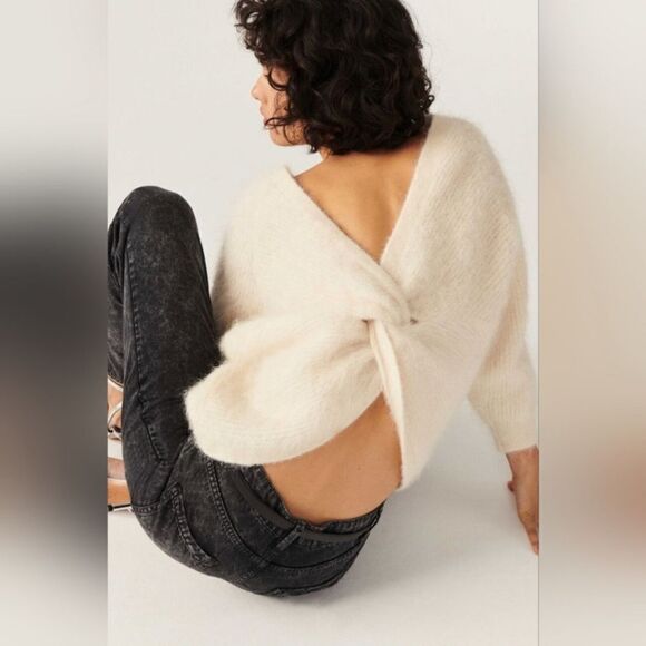 Ba&sh Fill Twisted Alpaca Wool Cream Sweater Backless Crew Scoop Size XS - Picture 5 of 14